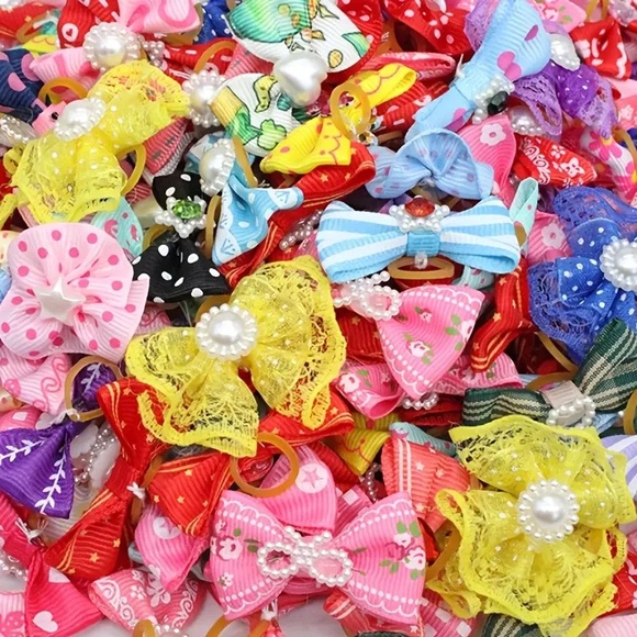 NWT 50 pcs Cute and Colorful Dog Hair Bows - Perfect for Small Puppies and Pets - Picture 7 of 8